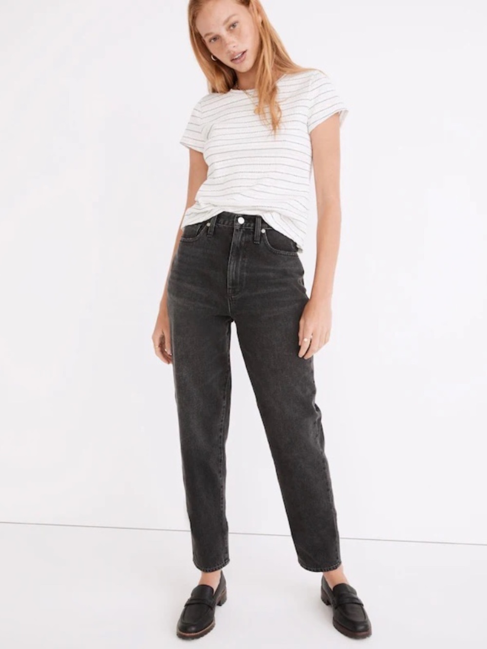 Madewell Baggy Tapered Jeans in Mackinnon Wash (Black) 100% Cotton | Size 26